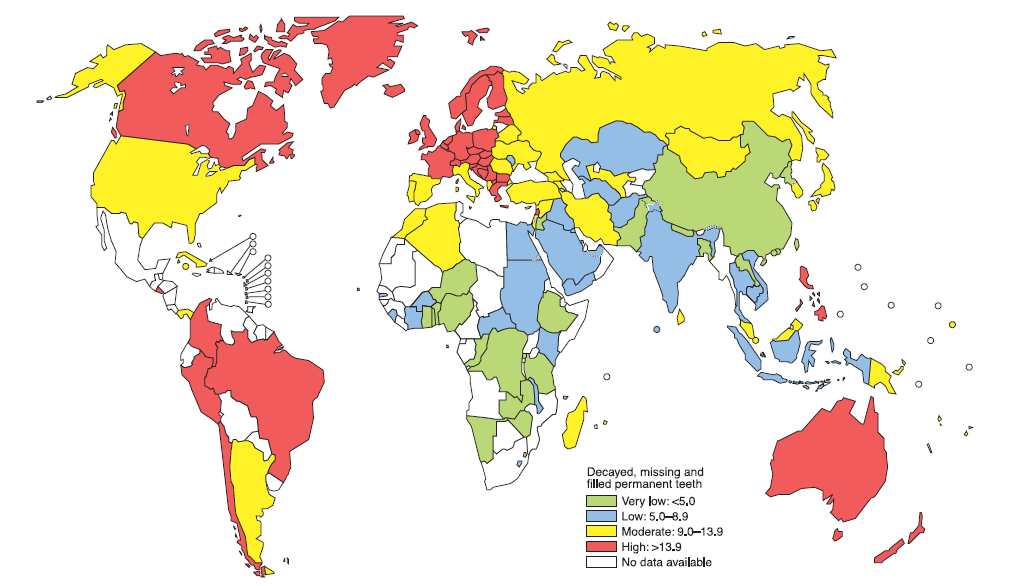 cavities around the world